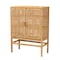 Baxton Studio Vivan Modern Bohemian Natural Brown Rattan and Mahogany Wood 3-Shelf Storage Cabinet 228-13134-ZORO - alternate 1